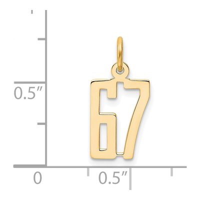 14K Yellow Gold Small Number 67 Pendant – view 2