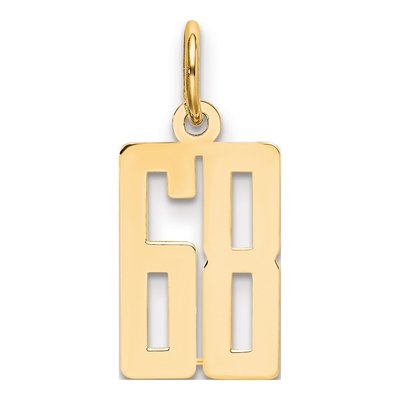14K Yellow Gold Small Number 68 Pendant