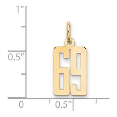 14K Yellow Gold Small Number 69 Pendant – view 2