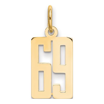 14K Yellow Gold Small Number 69 Pendant