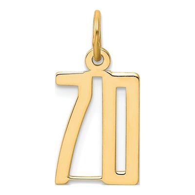 14K Yellow Gold Small Number 70 Pendant