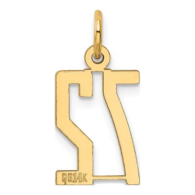 14K Yellow Gold Small Number 72 Charm – view 4