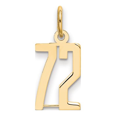 14K Yellow Gold Small Number 72 Charm