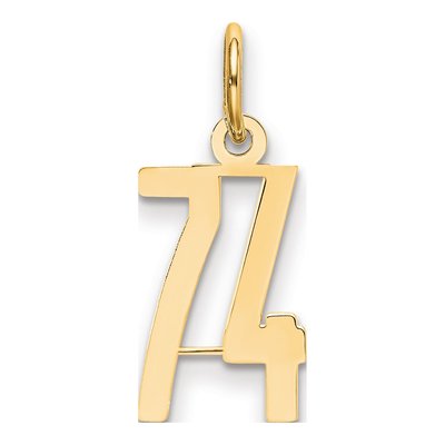 14K Yellow Gold Small Number 74 Pendant
