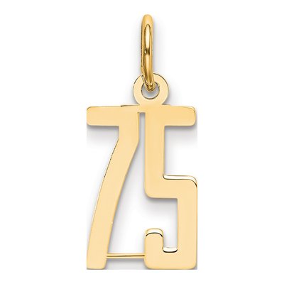 14K Yellow Gold Number 75 Charm
