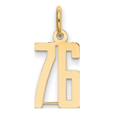 14K Yellow Gold Small Number 76 Pendant