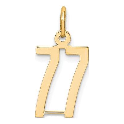 14K Yellow Gold Small Number 77 Pendant