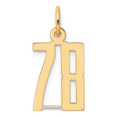 14K Yellow Gold Small Number 78 Charm