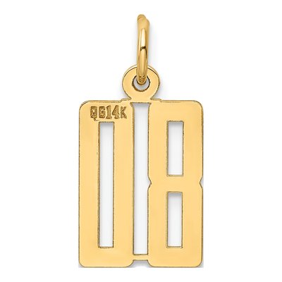 14K Yellow Gold Small Number 80 Charm – view 3
