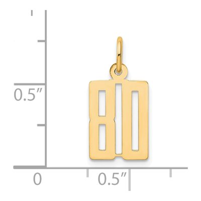 14K Yellow Gold Small Number 80 Charm – view 4