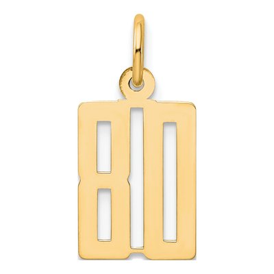 14K Yellow Gold Small Number 80 Charm