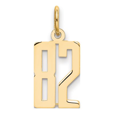 14K Yellow Gold Small Number 82 Charm