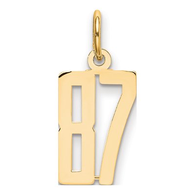 14K Yellow Gold Small Number 87 Charm