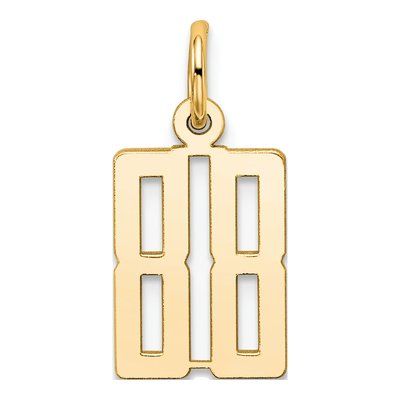 14K Yellow Gold Small Number 88 Pendant