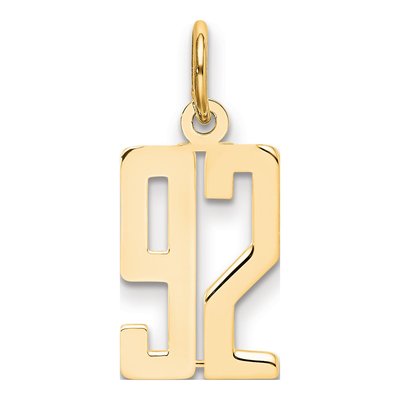 14K Yellow Gold Small Number 92 Charm