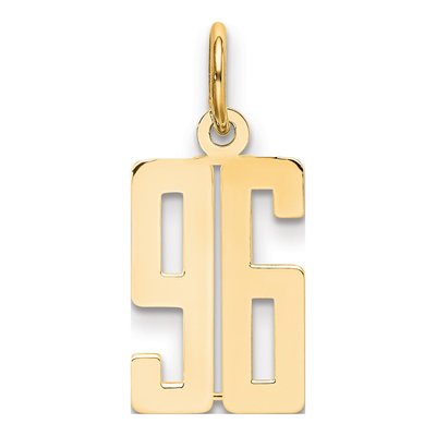 14K Yellow Gold Small Number 96 Charm