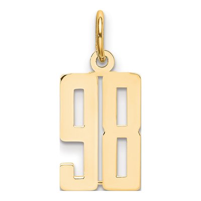 14K Yellow Gold Small Number 98 Pendant