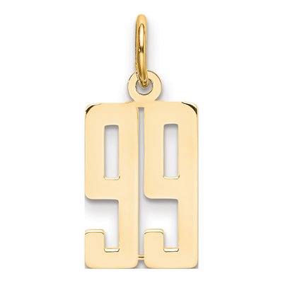 14K Yellow Gold Small Number 99 Pendant