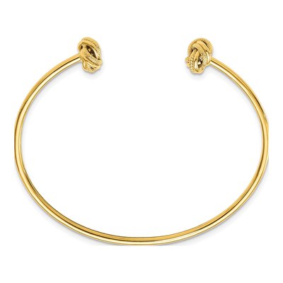 14K Yellow Gold Love Knot Flexible Cuff Bracelet – view 3