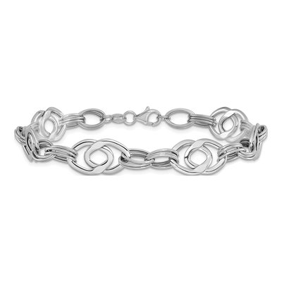 14K White Gold 10mm Fancy Link Chain Bracelet – view 4