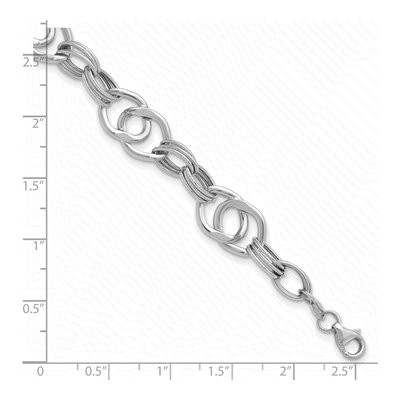14K White Gold 10mm Fancy Link Chain Bracelet – view 5