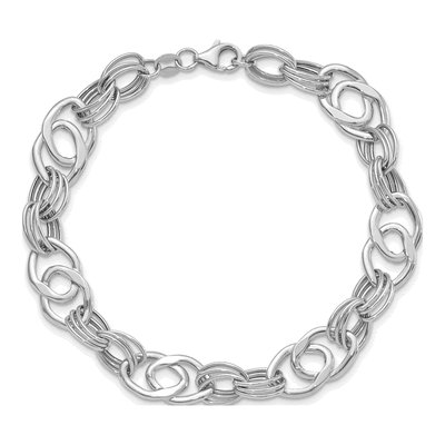 14K White Gold 10mm Fancy Link Chain Bracelet – view 6