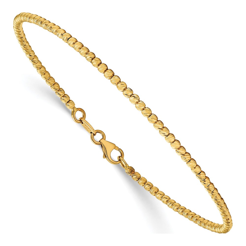 14K Yellow Gold 2mm Beaded Chain Bracelet