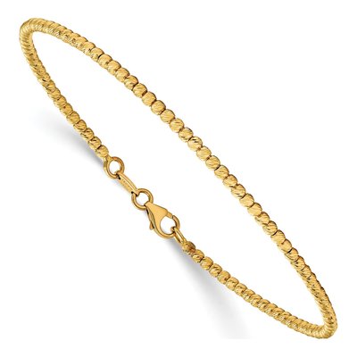 14K Yellow Gold 2mm Beaded Chain Bracelet
