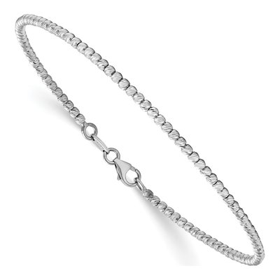 14K White Gold 2mm Beaded Chain Bracelet
