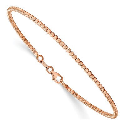 14K Rose Gold 2mm Beaded Chain Bracelet