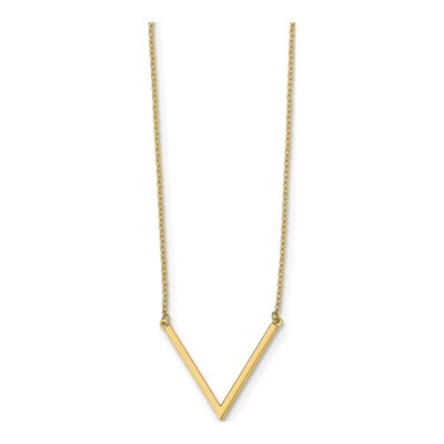 14K Yellow Gold V Accent Necklace, 17 In – view 3
