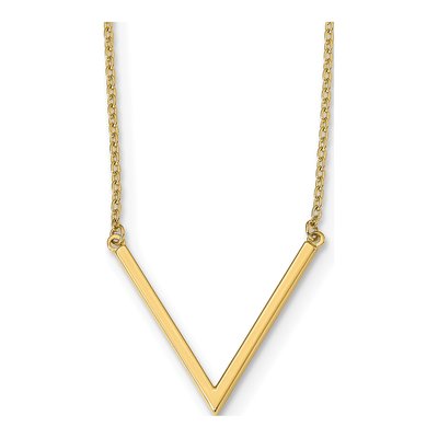 14K Yellow Gold V Accent Necklace, 17 In