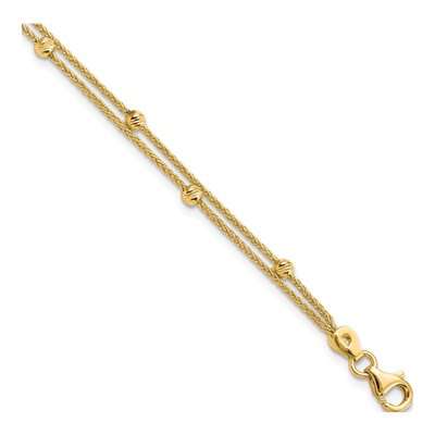 14K Yellow Gold Diamond-Cut 2-Strand Bracelet