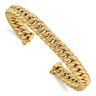 14K Yellow Gold Fancy Link Cuff Bracelet