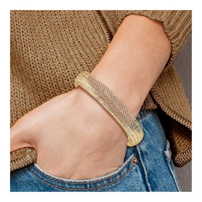 14K Yellow Gold Mesh Stretch Bracelet – view 4