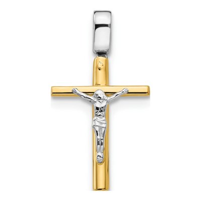 14K Two-Tone Gold Crucifix Cross Pendant