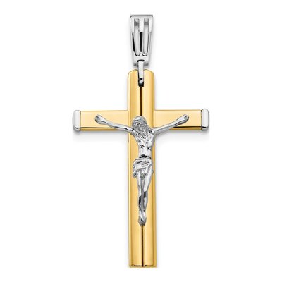 14K Two-Tone Gold Crucifix Cross Pendant