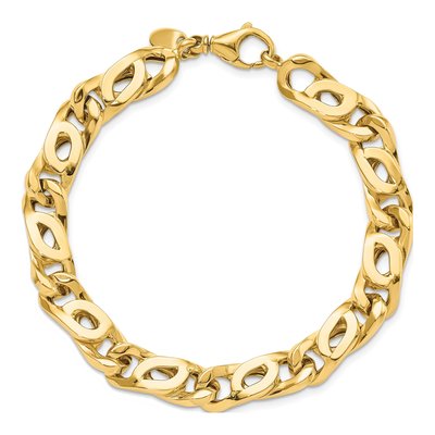 Men's 14K Yellow Gold 7.83mm Open Link Chain Bracelet – view 6