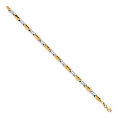 14K Two-Tone Gold 4mm Semi-Solid Fancy Link Chain Bracelet – view 3