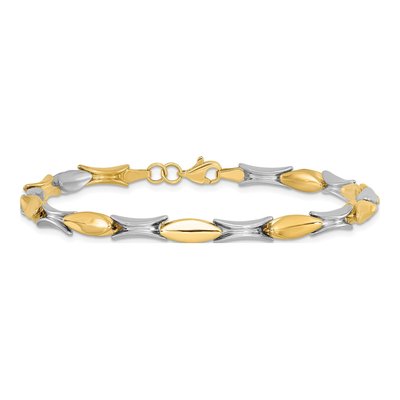 14K Two-Tone Gold 4mm Semi-Solid Fancy Link Chain Bracelet – view 4