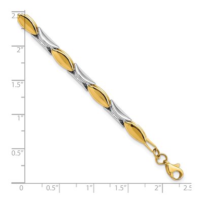 14K Two-Tone Gold 4mm Semi-Solid Fancy Link Chain Bracelet – view 5
