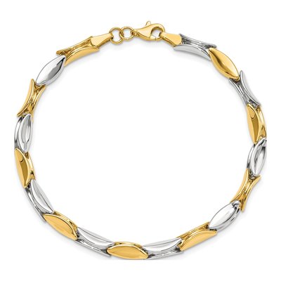 14K Two-Tone Gold 4mm Semi-Solid Fancy Link Chain Bracelet – view 6
