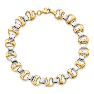 14K Two-Tone Gold Fancy Link Bracelet – view 6