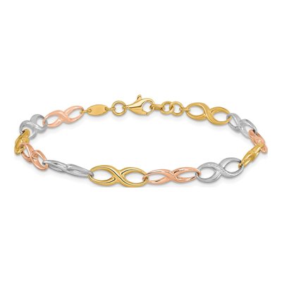 14K Tri-Color Gold Infinity Link Bracelet – view 4