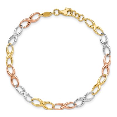 14K Tri-Color Gold Infinity Link Bracelet – view 6