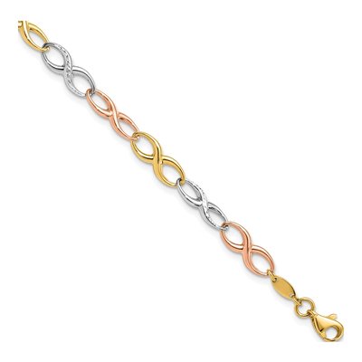 14K Tri-Color Gold Infinity Link Bracelet
