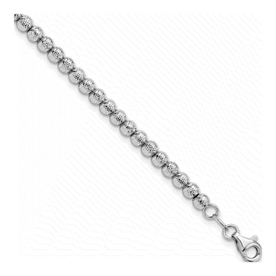 14K White Gold Diamond-Cut Beaded Bracelet