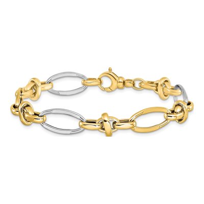 14K Two-Tone Gold 10mm Semi-Solid Fancy Link Chain Bracelet – view 4