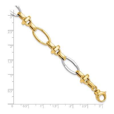 14K Two-Tone Gold 10mm Semi-Solid Fancy Link Chain Bracelet – view 5