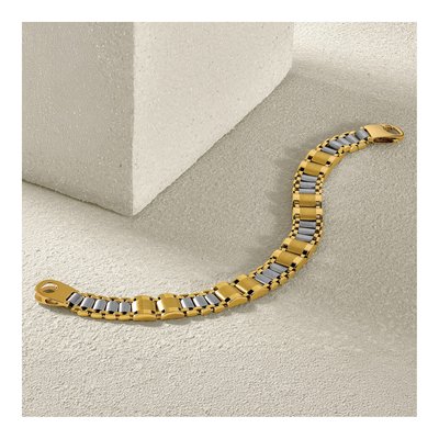 14K Two-Tone Gold Fancy Link Bracelet – view 7